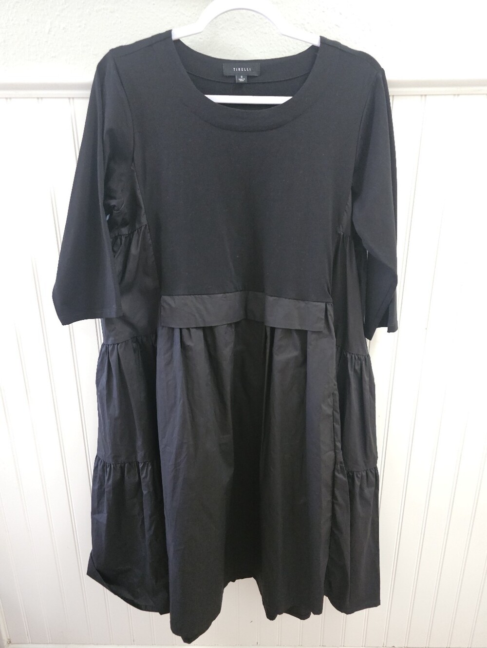 Australian Timeless Black Poplin Tiered Dress by Tirelli